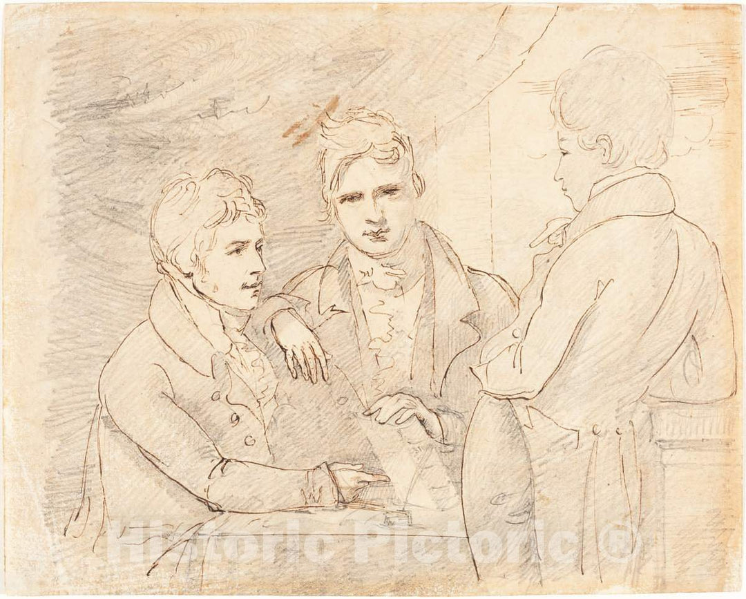 Art Print : John Jackson, Young Gentlemen in Conversation - Vintage Wall Art