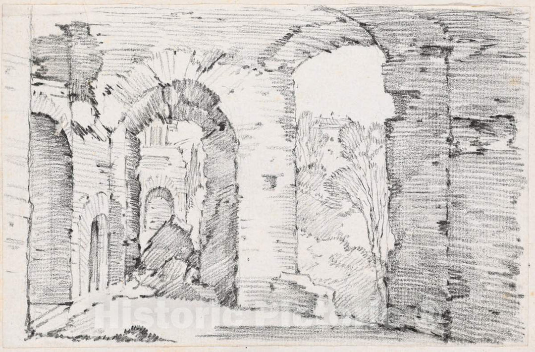 Art Print : Joseph-Marie Vien, Arched Passageways of a Ruined Building, c.1747 - Vintage Wall Art