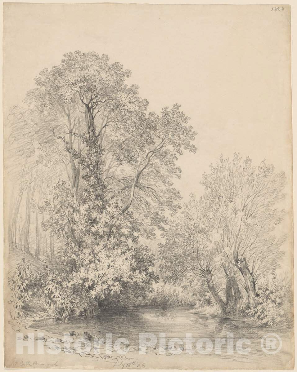 Art Print : Frederick William Watts, Trees by The River at Castle Bromwich, 1826 - Vintage Wall Art