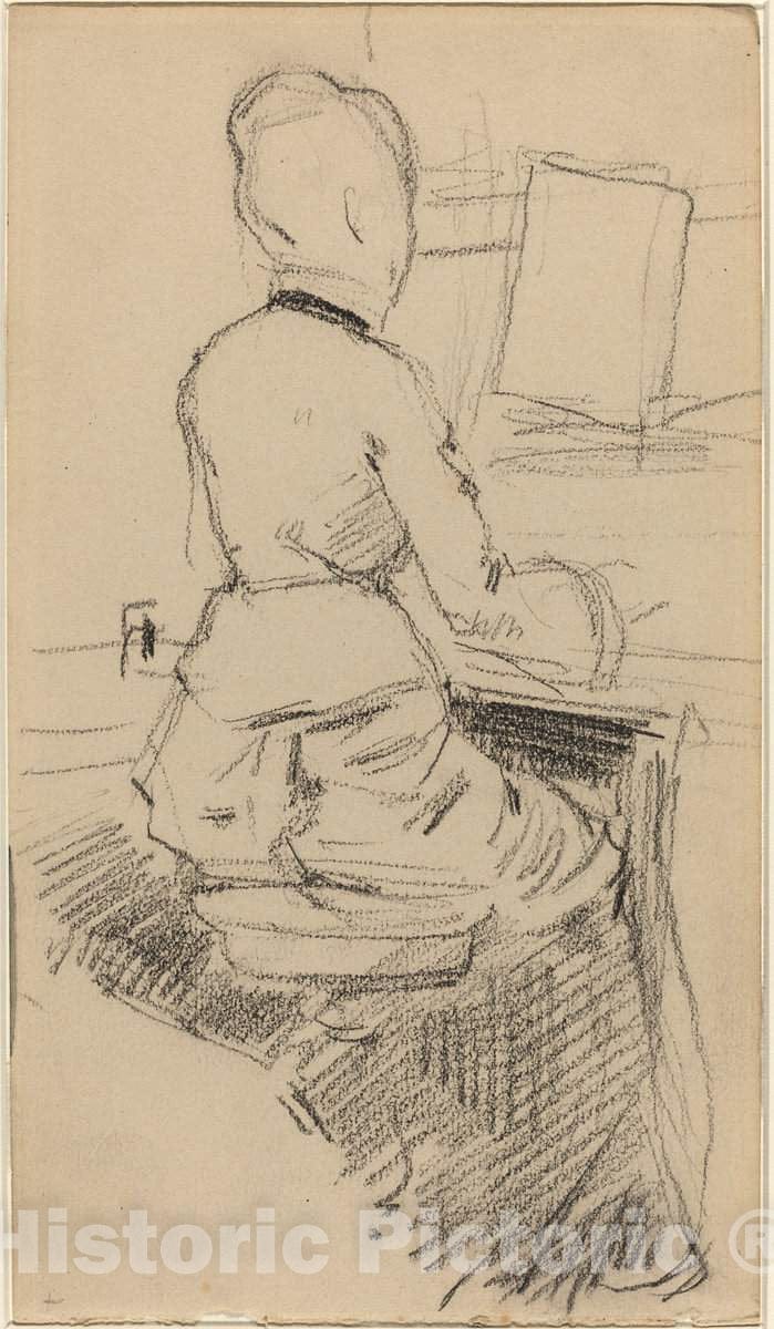 Art Print : Louis Forain, Young Woman Seated at a Piano [Recto], c. 1890 - Vintage Wall Art