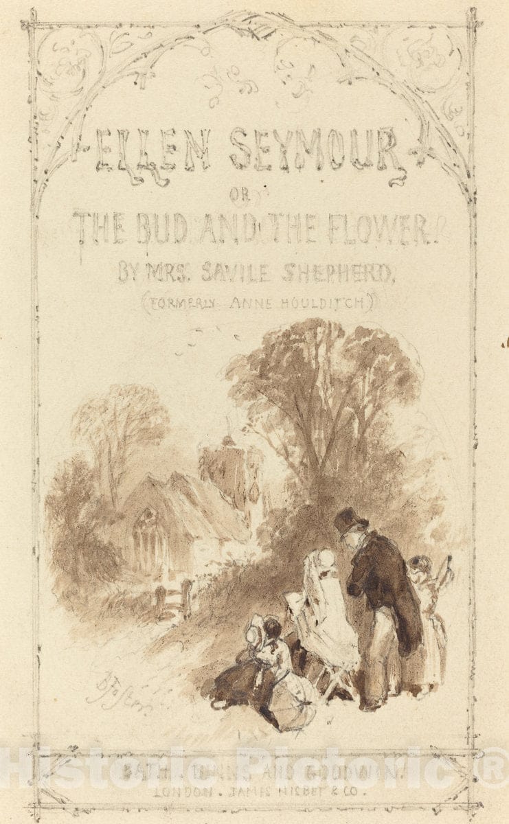 Art Print : Myles Birket Foster, Title Page for Ellen Seymour - Vintage Wall Art