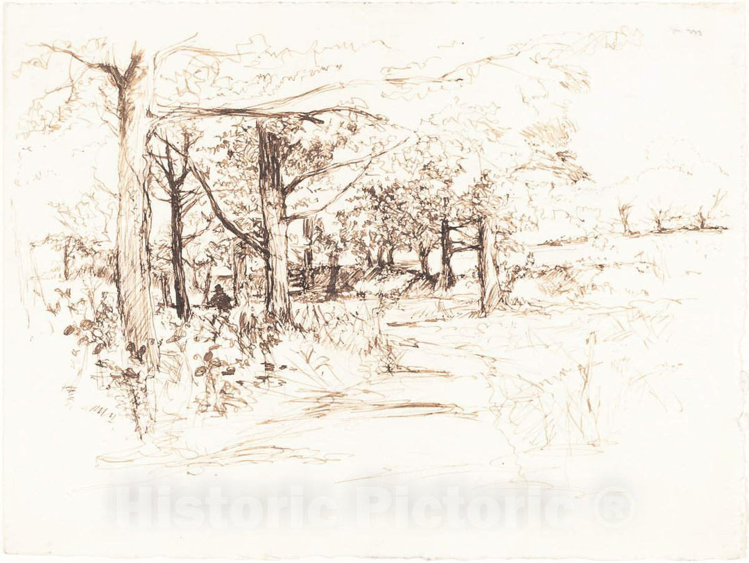 Art Print : Henry Eddowes Keene, Landscape with a Tree-Lined Lane, 1858 - Vintage Wall Art