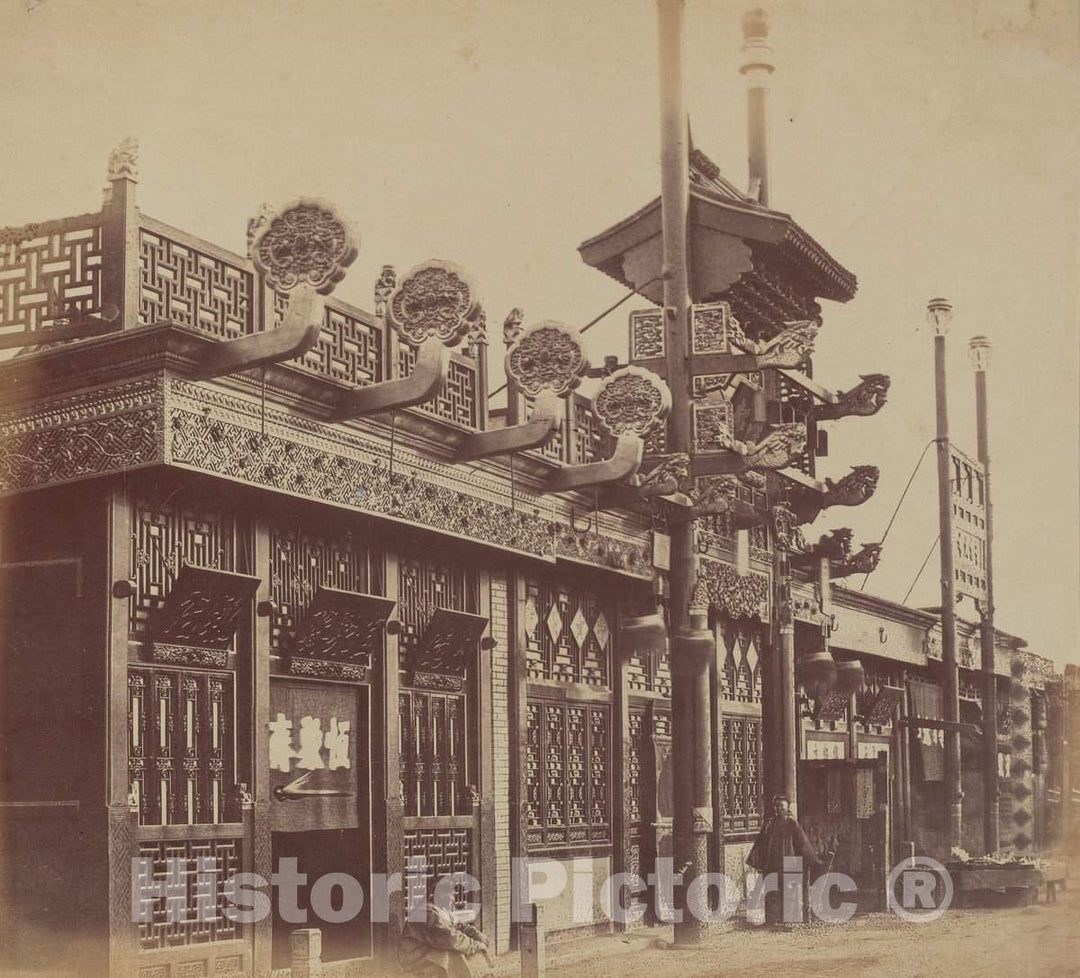 Art Print : Felice Beato, Shops and Street, Chinese City of Pekin, October 1860, 1860 - Vintage Wall Art