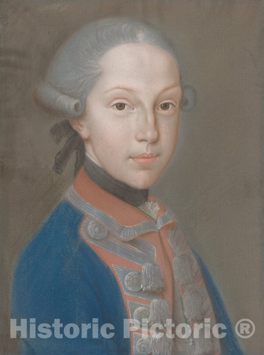 Art Print : Portrait of a Young Man in Uniform, 1790s - Vintage Wall Art