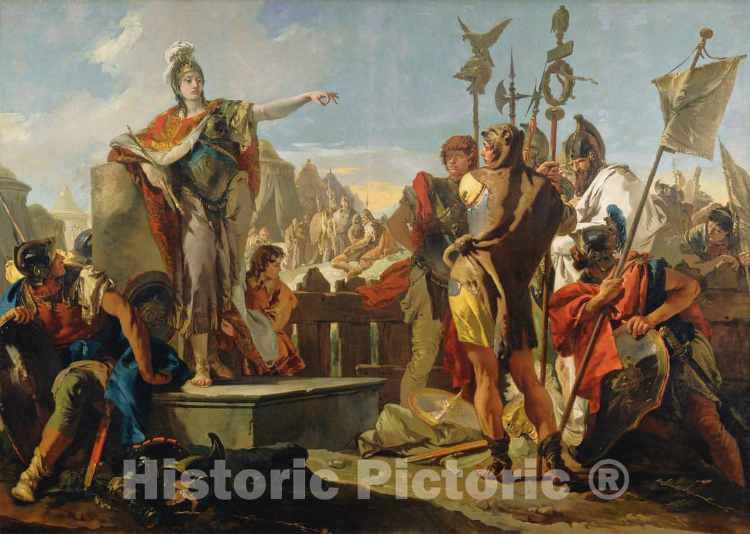 Art Print : Giovanni Battista Tiepolo, Queen Zenobia Addressing Her Soldiers, c.1728 - Vintage Wall Art