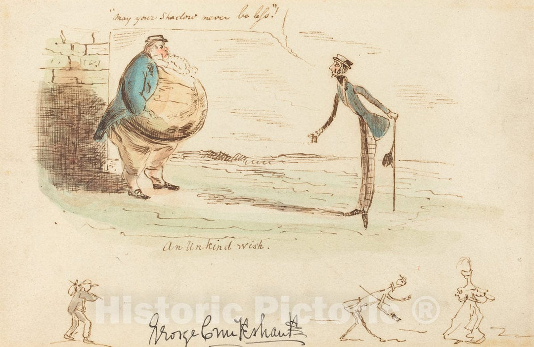 Art Print : George Cruikshank, an Unkind Wish, c. 1833 - Vintage Wall Art