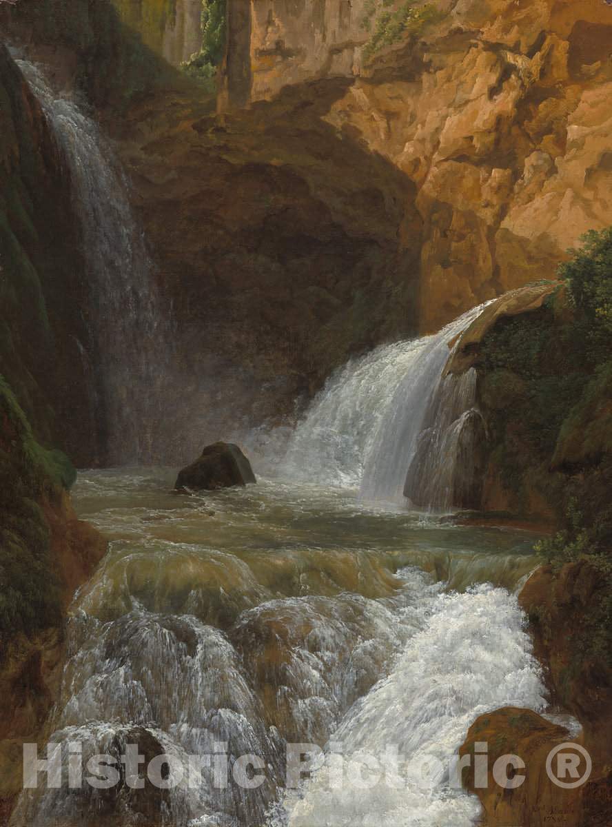 Art Print : Joseph-Xavier Bidauld, View of The Waterfalls at Tivoli, 1788 - Vintage Wall Art