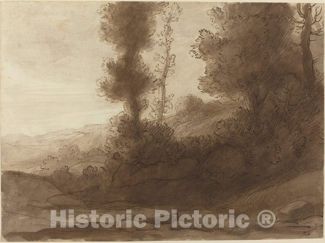 Art Print : Alphonse Legros, at The Foot of The Hill - Vintage Wall Art