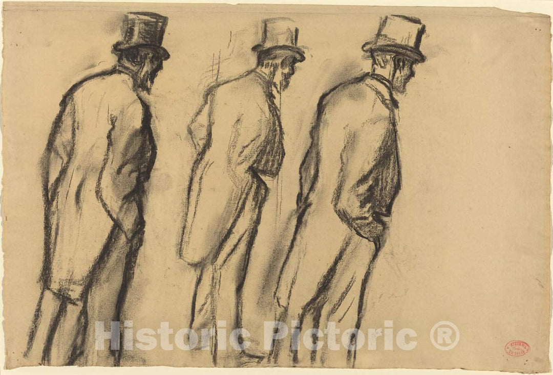 Art Print : Edgar Degas, Three Studies of Ludovic HalÃ©vy Standing, c. 1880 - Vintage Wall Art