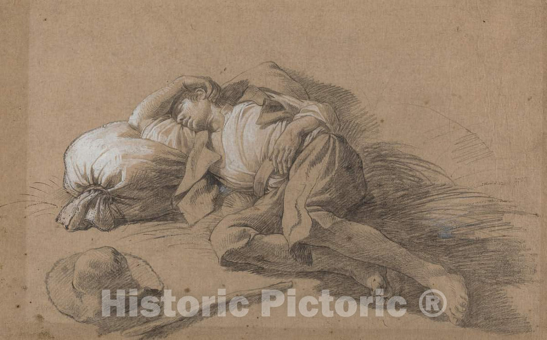 Art Print : Francesco Londonio, Sleeping Peasant - Vintage Wall Art