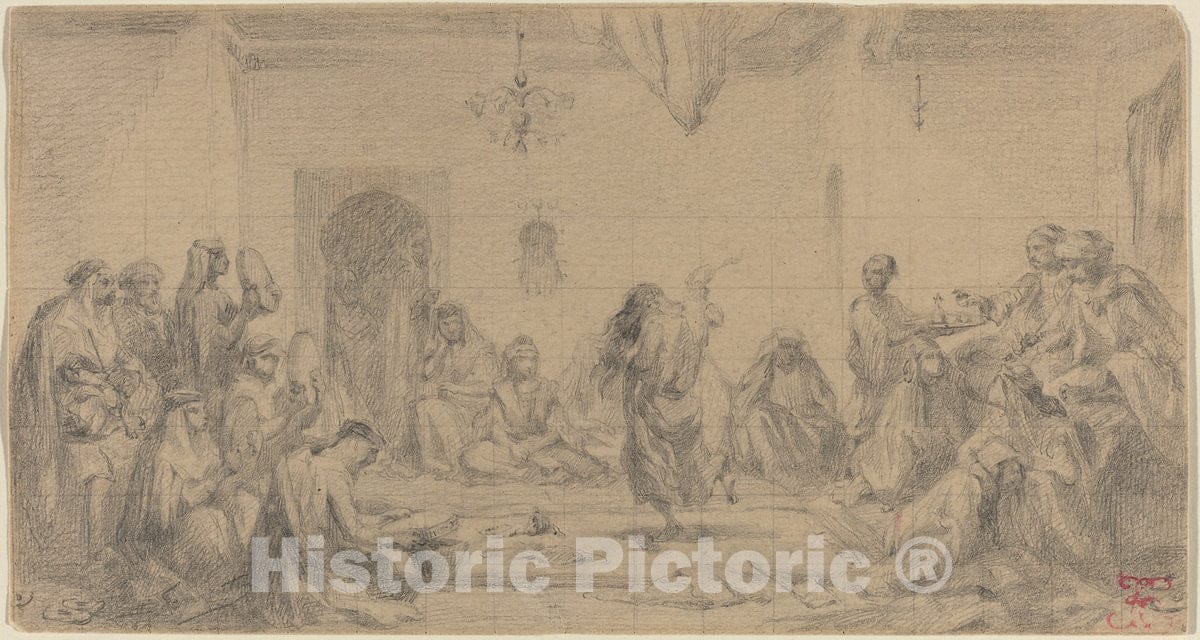 Art Print : Edmond Hedouin, Interior with Dancer - Vintage Wall Art