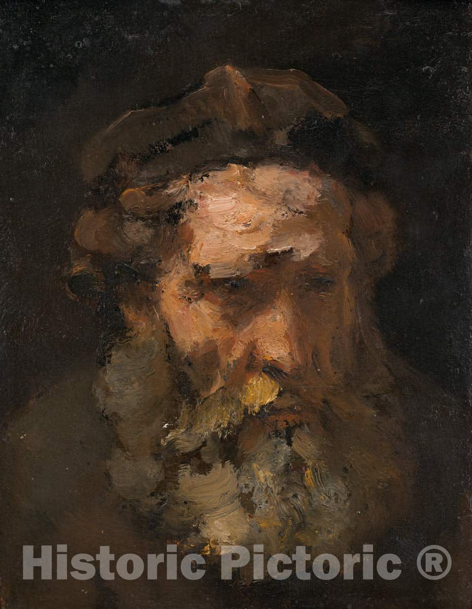 Art Print : Rembrandt, Head of Saint Matthew, 1660s - Vintage Wall Art