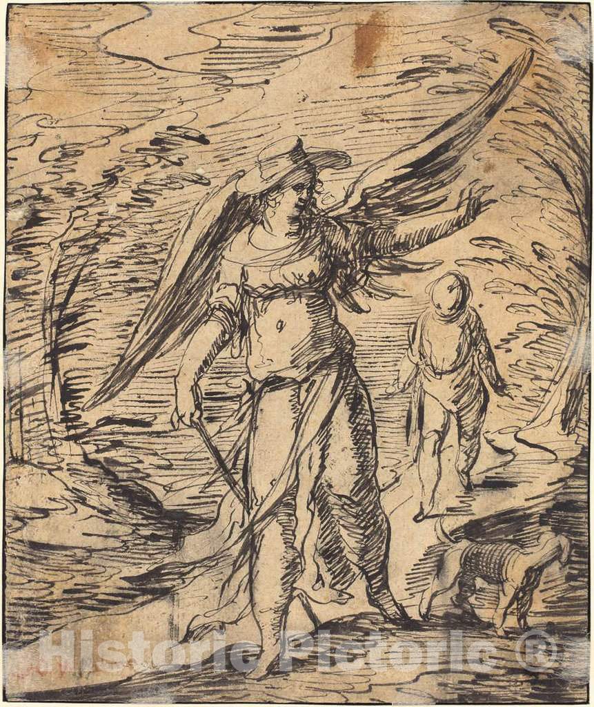 Art Print : Hermann Weyer, Tobias and The Angel [Verso], c.1617 - Vintage Wall Art