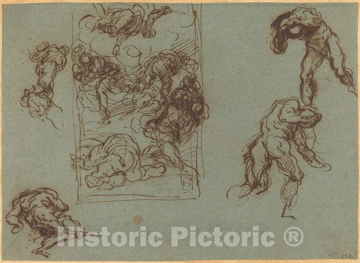 Art Print : Jacopo Palma il Giovane, Figure Studies - Vintage Wall Art