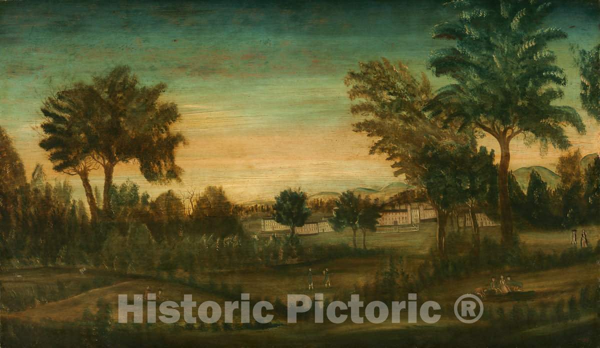 Art Print : Landscape with Buildings, Fourth Quarter 18th Century - Vintage Wall Art