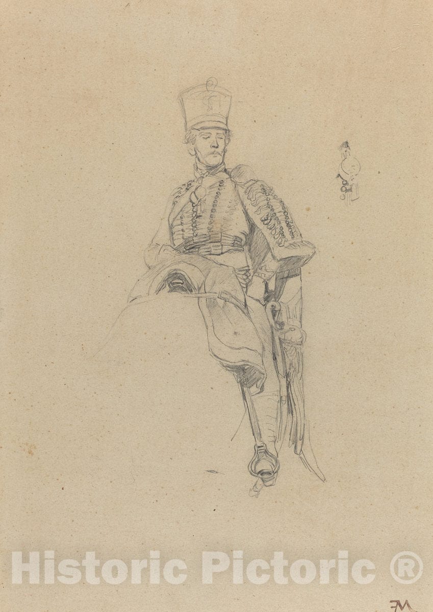 Art Print : Louis-Ernest Meissonier, A French Hussar, c. 1865 - Vintage Wall Art