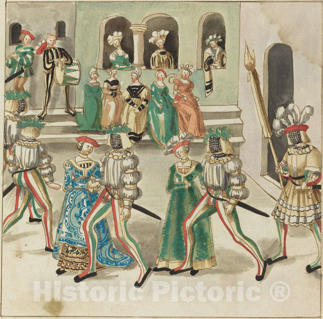 Art Print : Masquerade, c. 1515 - Vintage Wall Art