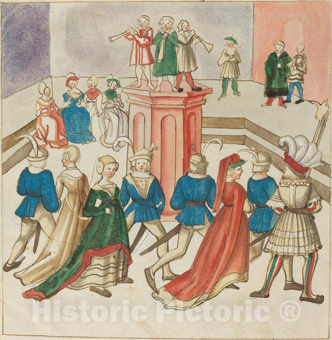 Art Print : Masquerade, c. 1515 - Vintage Wall Art