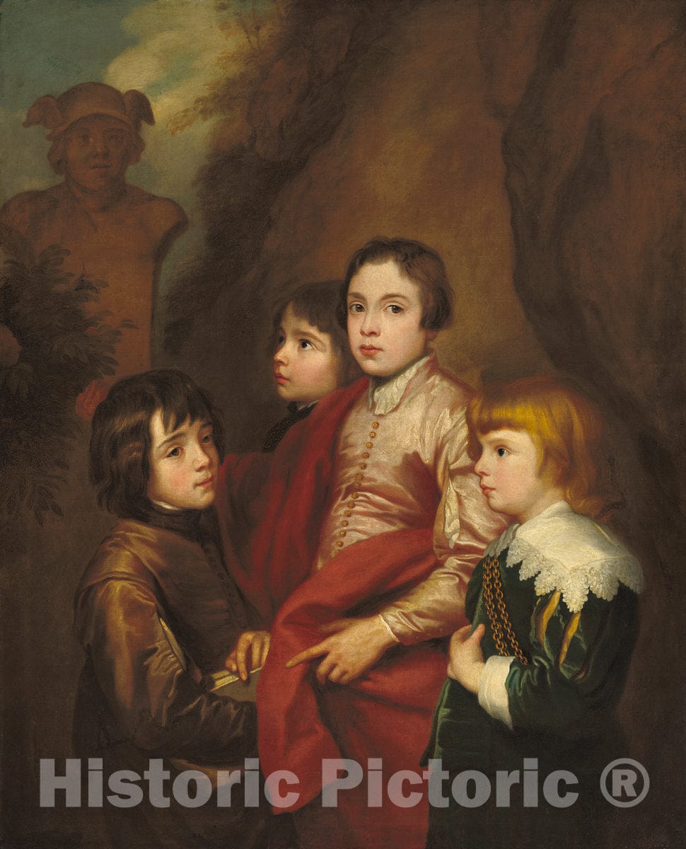 Art Print : Van Dyck, Group of Four Boys, mid 17th Century - Vintage Wall Art