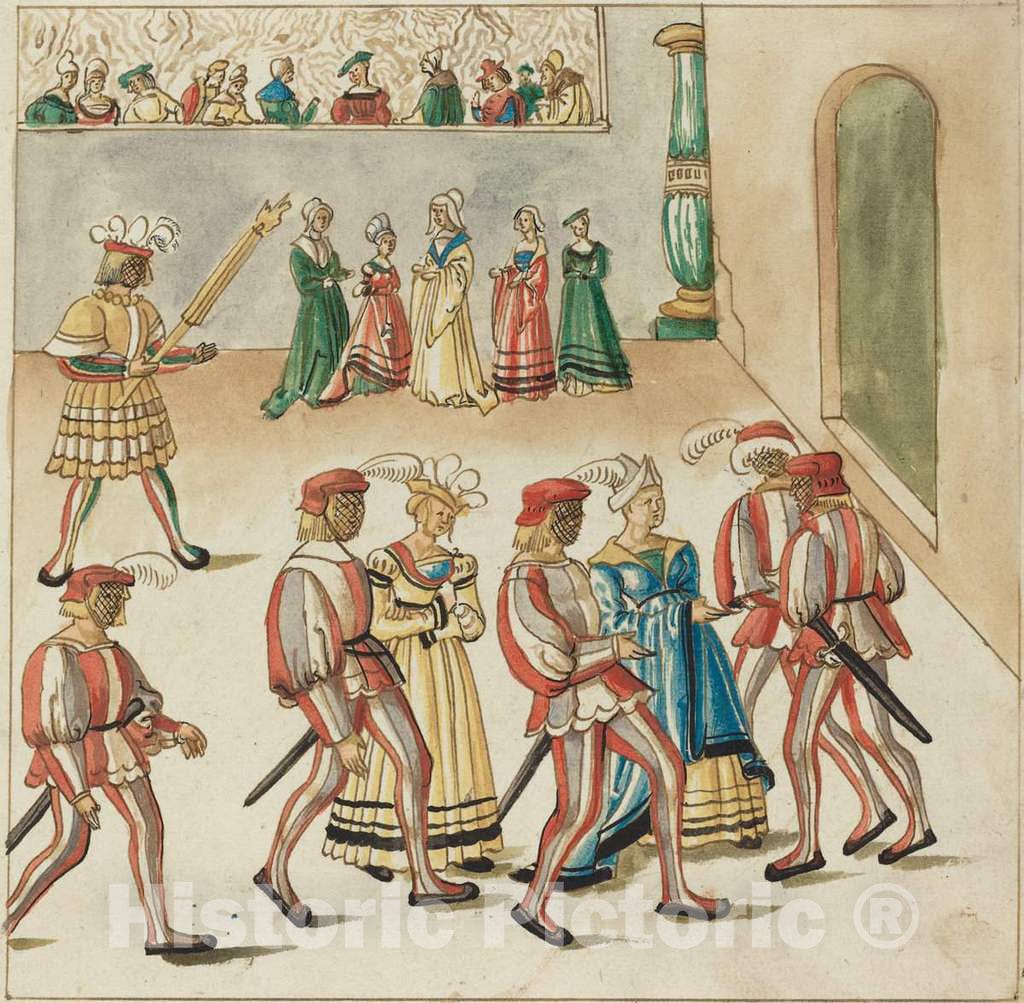 Art Print : Masquerade, c. 1515 - Vintage Wall Art