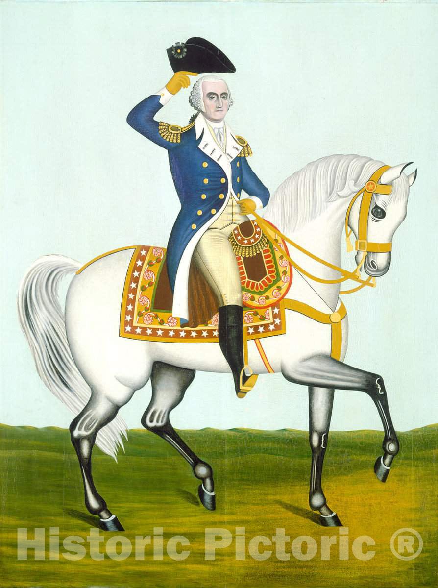 Art Print : General Washington on a White Charger, 1835 or After - Vintage Wall Art