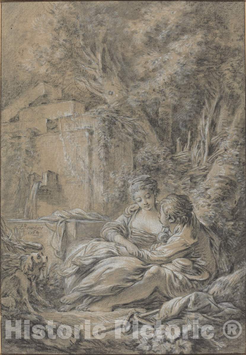 Art Print : FranÃ§ois Boucher, TÃªte-Ã -tÃªte, 1764 - Vintage Wall Art