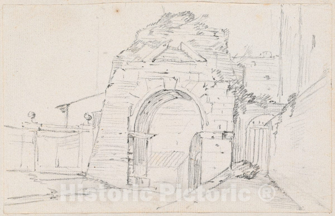 Art Print : Joseph-Marie Vien, Arch of Drusus Near The Appian Way, c.1747 - Vintage Wall Art