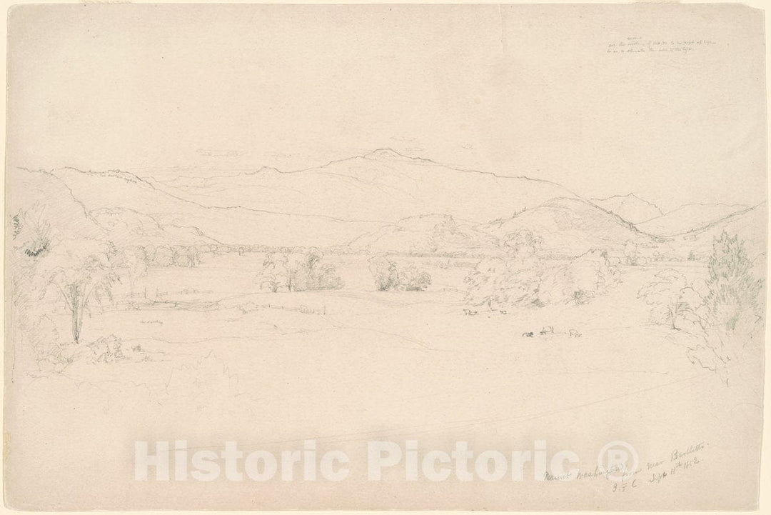 Art Print : Jasper Francis Cropsey, Study for View of Mt. Washington, 1852 - Vintage Wall Art