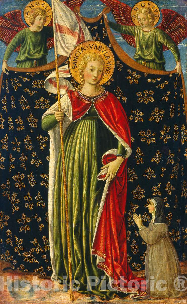 Art Print : Benozzo Gozzoli, Saint Ursula with Two Angels and Donor, c.1458 - Vintage Wall Art