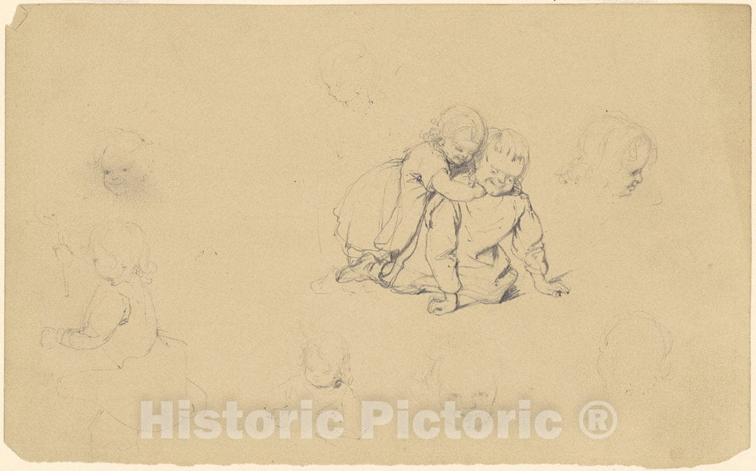 Art Print : Clonney, Studies of Children at Play, c. 1840-1850 - Vintage Wall Art