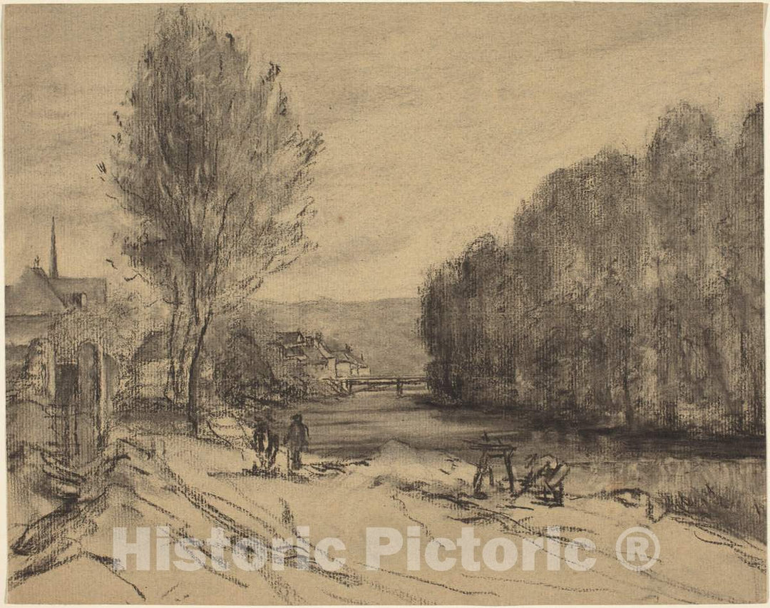 Art Print : A Landscape with a River - Vintage Wall Art