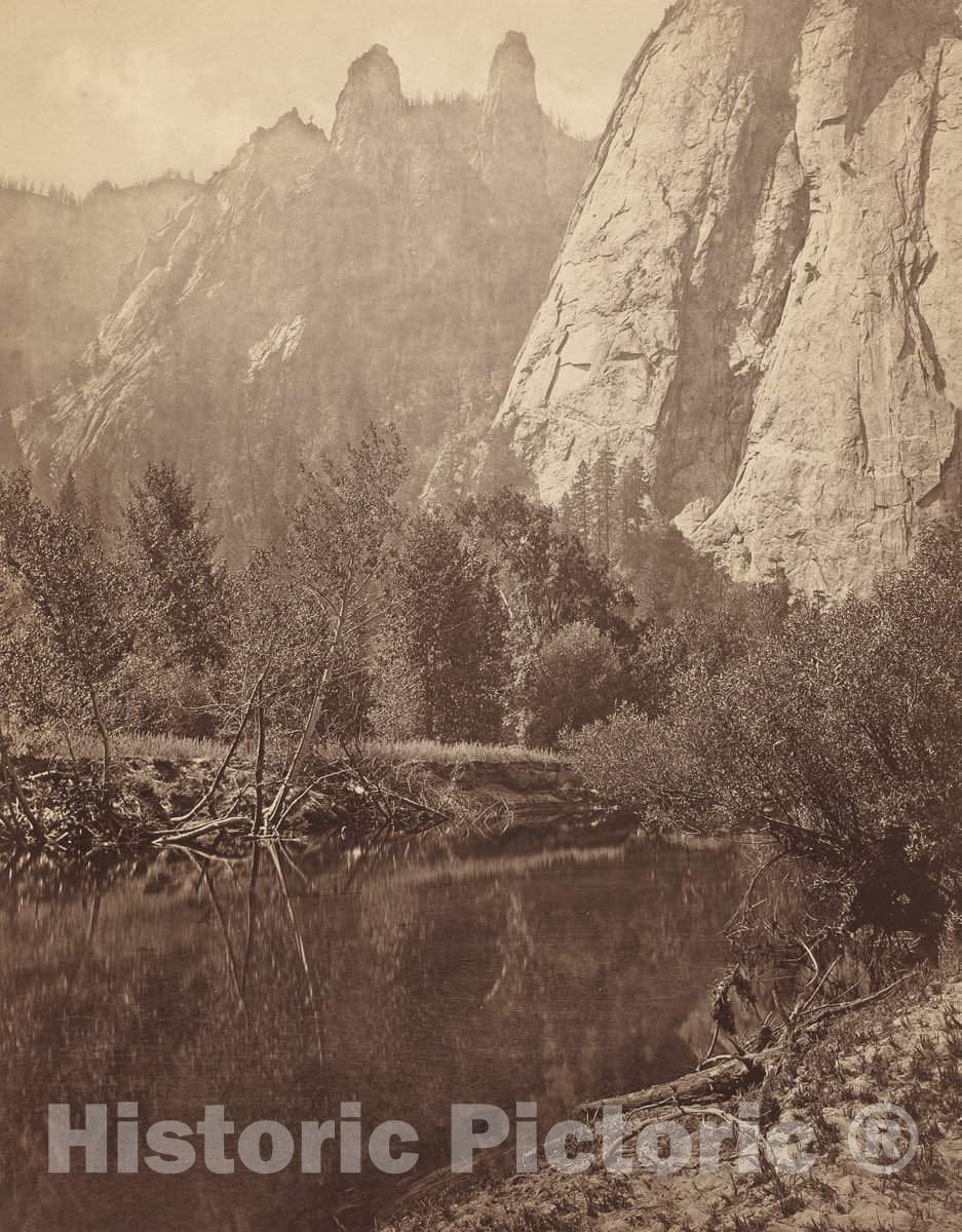 Art Print : Eadweard Muybridge, Cathedral Spires, Valley of The Yosemite, 1872 - Vintage Wall Art