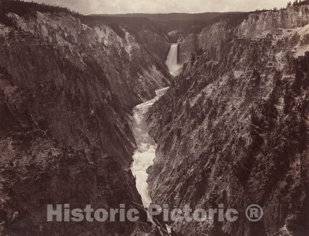 Art Print : F. Jay Haynes, Grand Canyon of The Yellowstone and Falls, c. 1884 - Vintage Wall Art