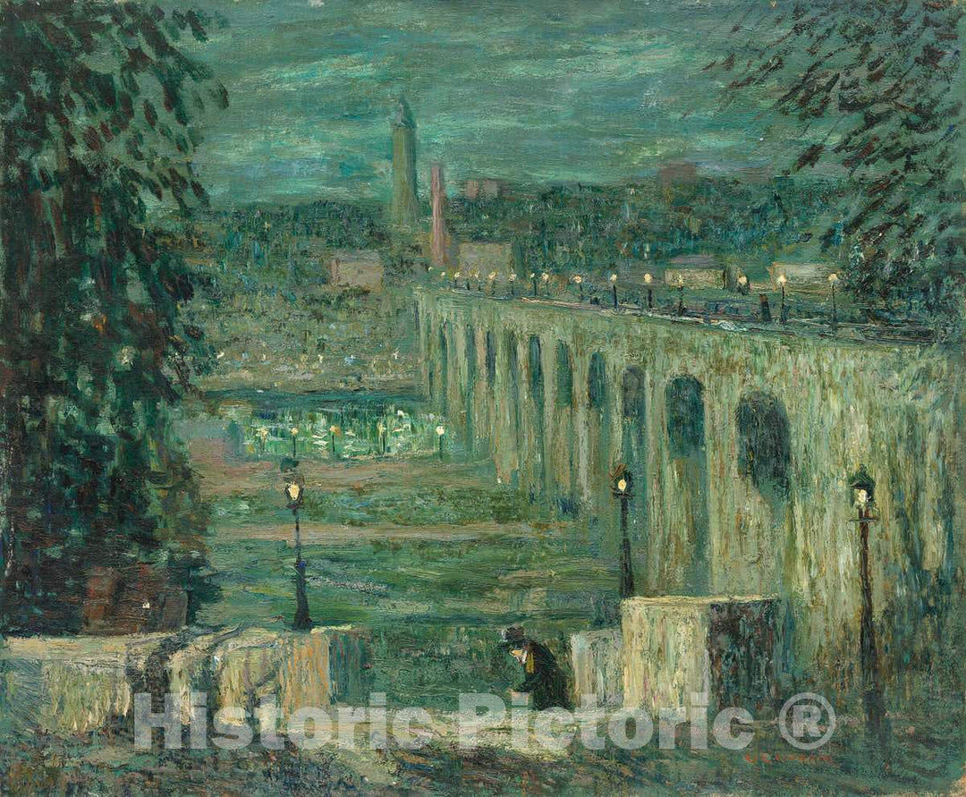 Art Print : Ernest Lawson, High Bridge at Night, New York City, c.1915 - Vintage Wall Art