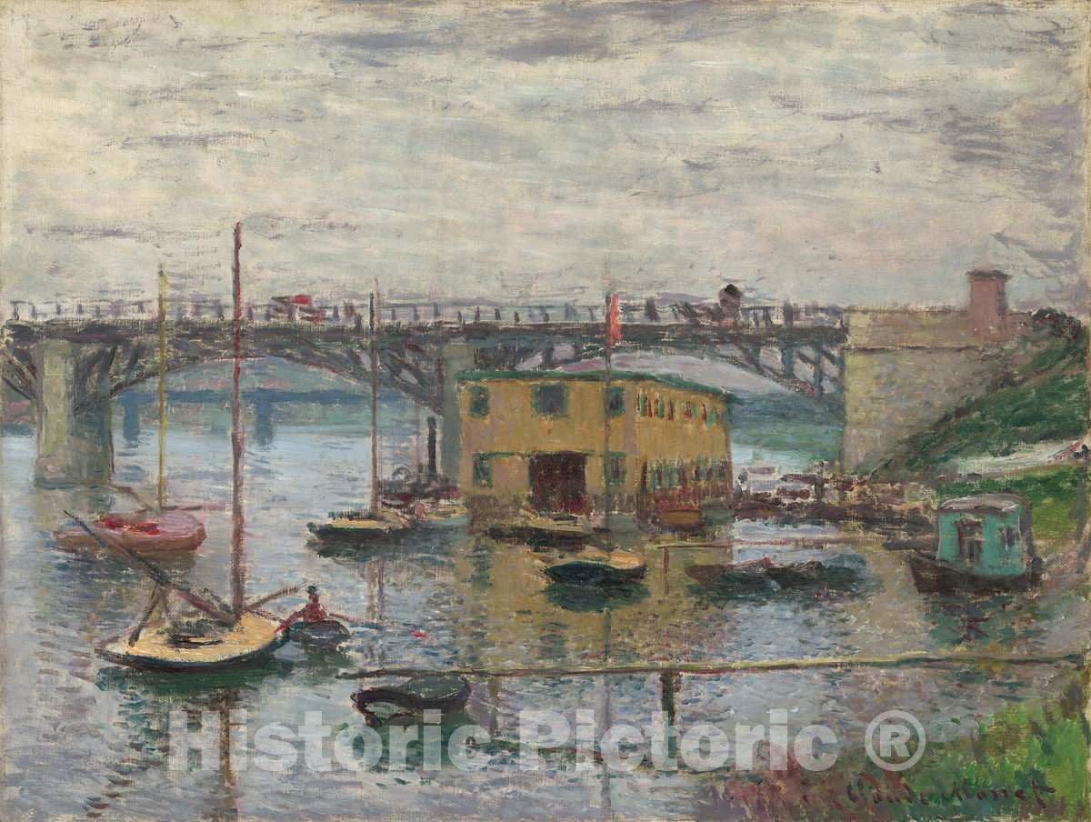 Art Print : Claude Monet, Bridge at Argenteuil on a Gray Day, c. 1876 - Vintage Wall Art