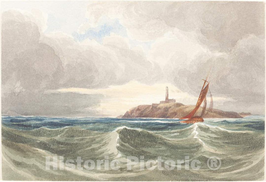 Art Print : Bulwer, Seascape with Lighthouse - Vintage Wall Art