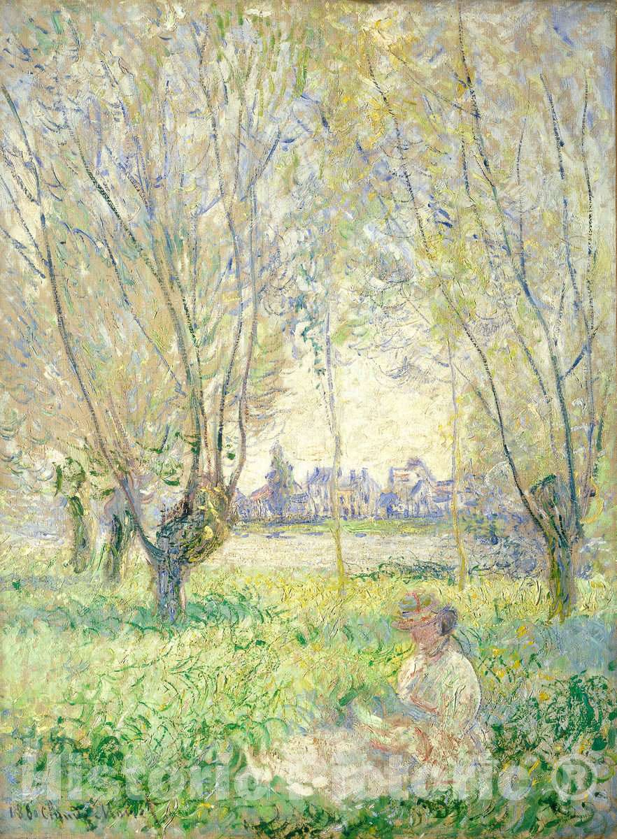 Art Print : Claude Monet, Woman Seated Under The Willows, 1880 - Vintage Wall Art