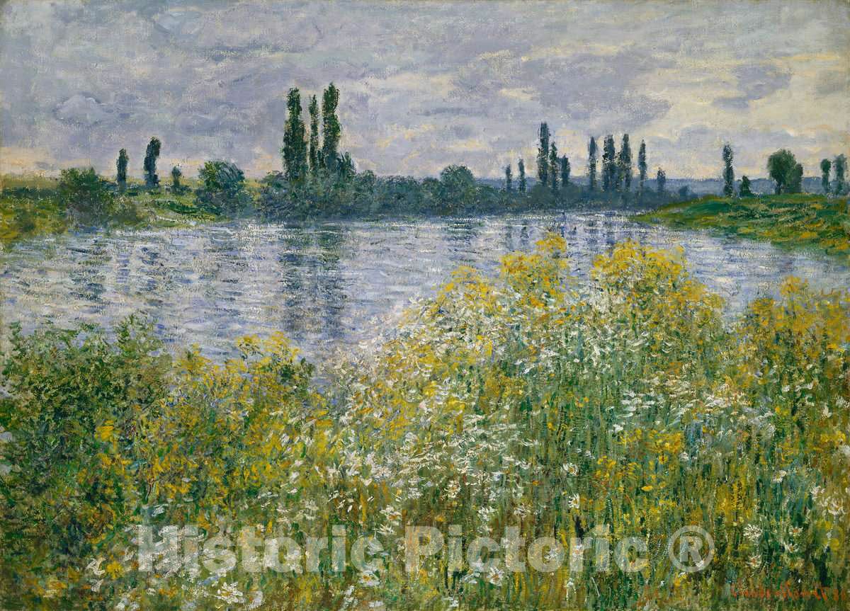 Art Print : Claude Monet, Banks of The Seine, VÃ©theuil, 1880 - Vintage Wall Art