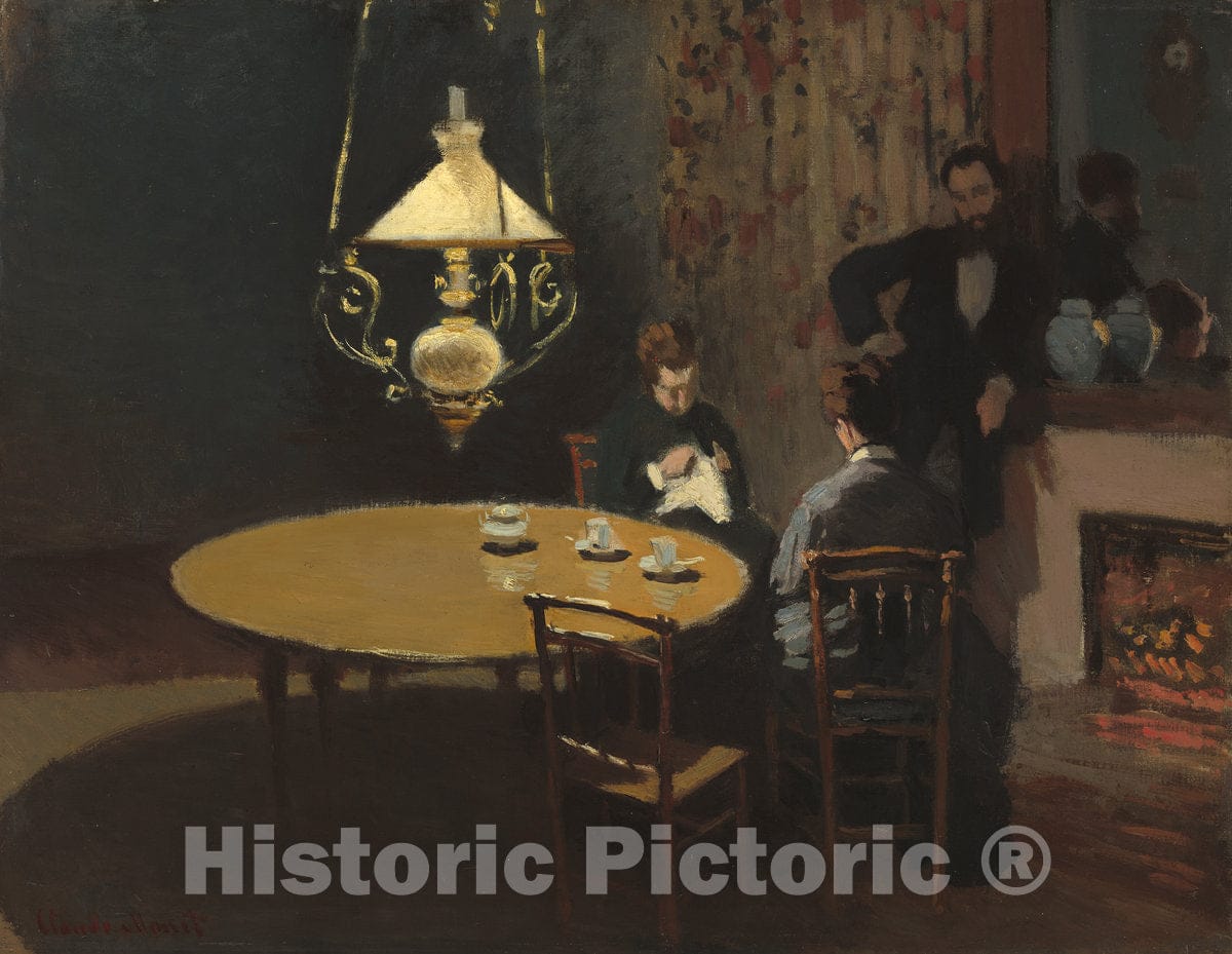 Art Print : Claude Monet, Interior, After Dinner, c.1869 - Vintage Wall Art