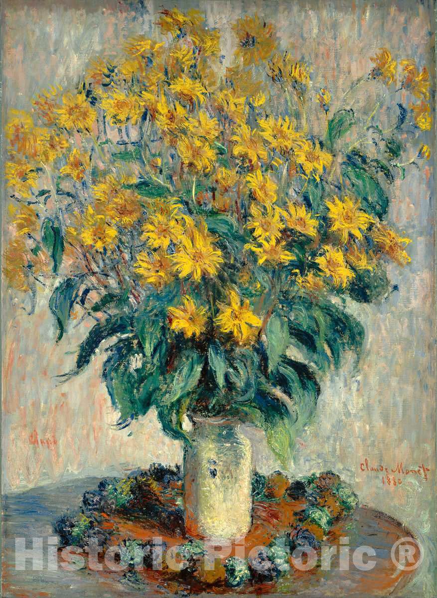 Art Print : Claude Monet, Jerusalem Artichoke Flowers, 1880 - Vintage Wall Art