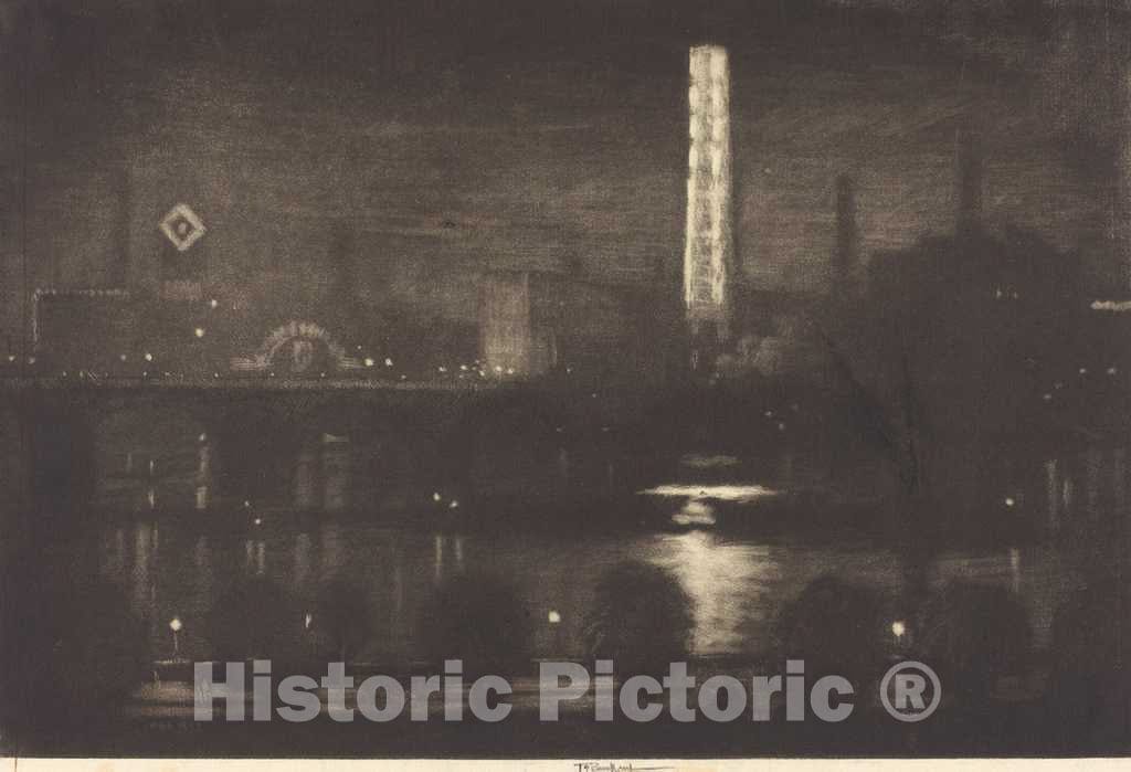 Art Print : Joseph Pennell, London Night, Whiskey and Tea, 1909 - Vintage Wall Art