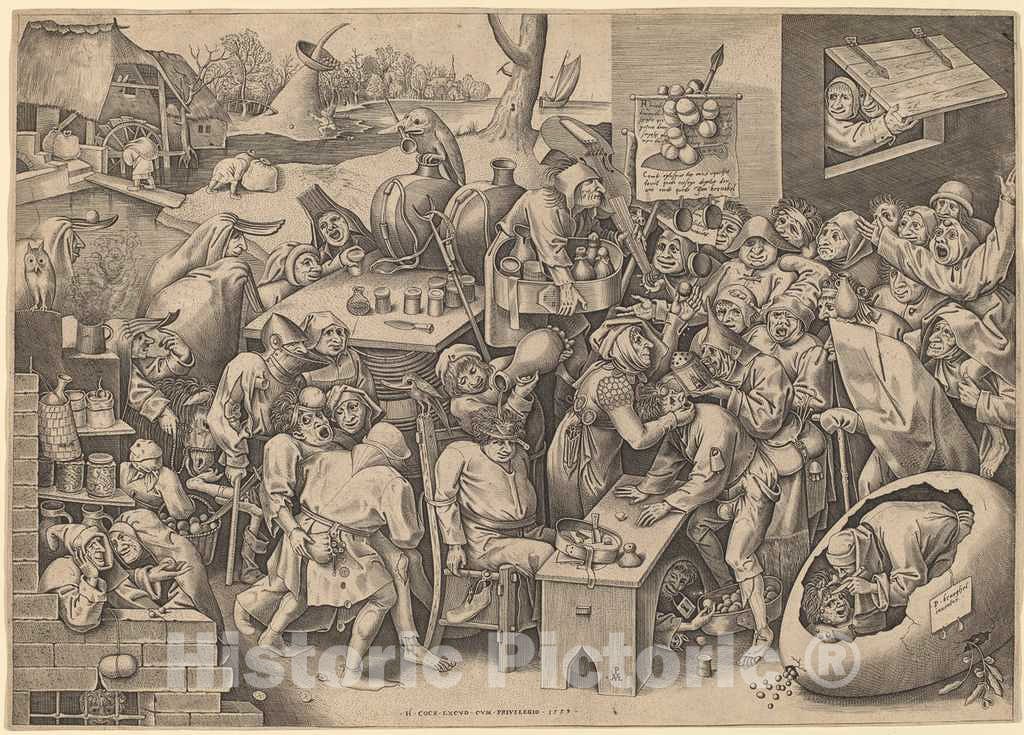 Art Print : Heyden After Bruegel, The Witch of Malleghem, 1559 - Vintage Wall Art