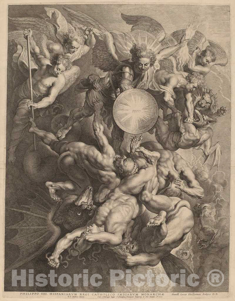 Art Print : Vorsterman After Rubens, The Fall of The Rebel Angels, 1621 - Vintage Wall Art