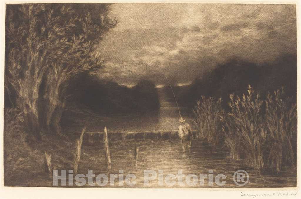 Art Print : Francis Seymour Haden, Grayling Fishing, 1897 - Vintage Wall Art