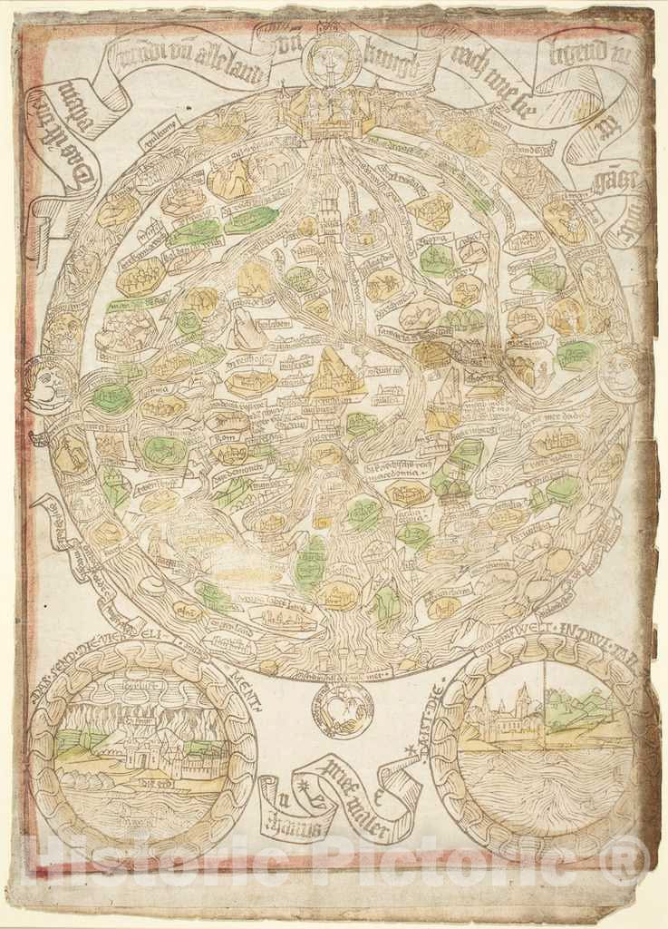 Art Print : Map of The World, c. 1480 - Vintage Wall Art