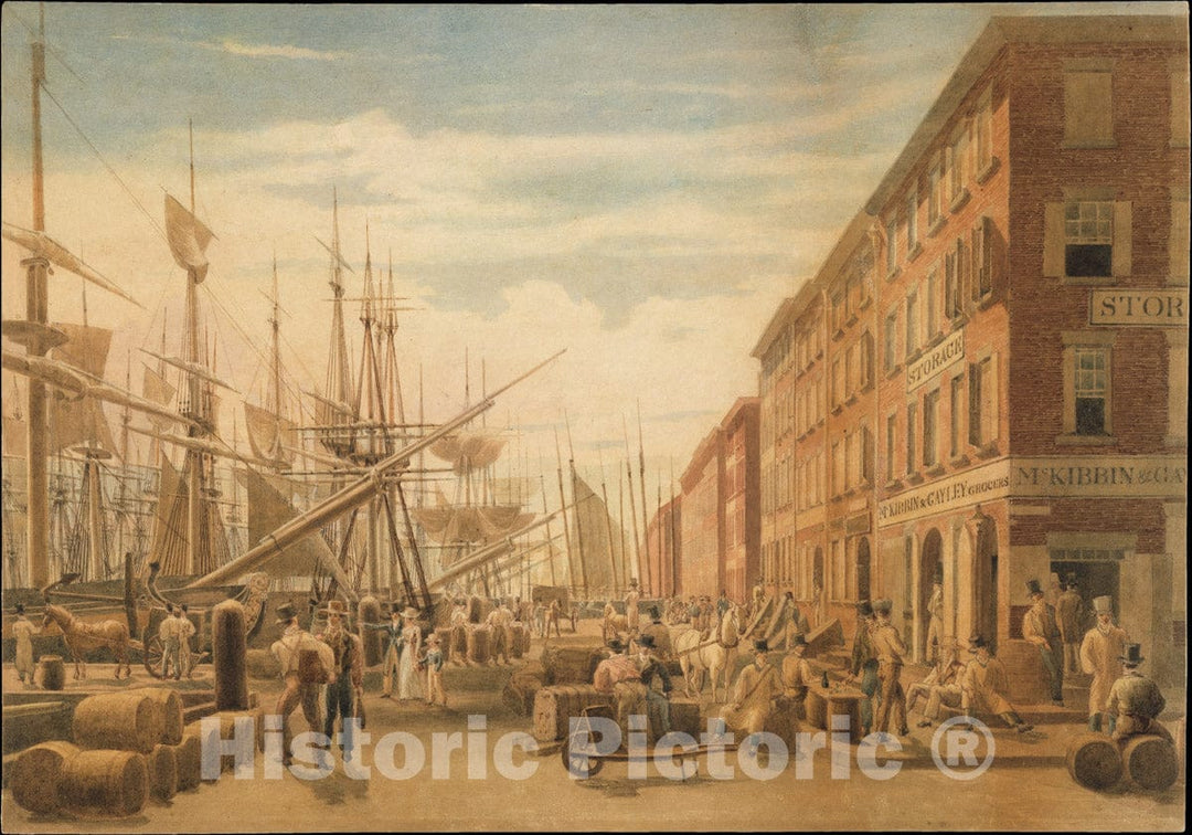 Art Print : William James Bennett - View of South Street, from Maiden Lane, New York City : Vintage Wall Art