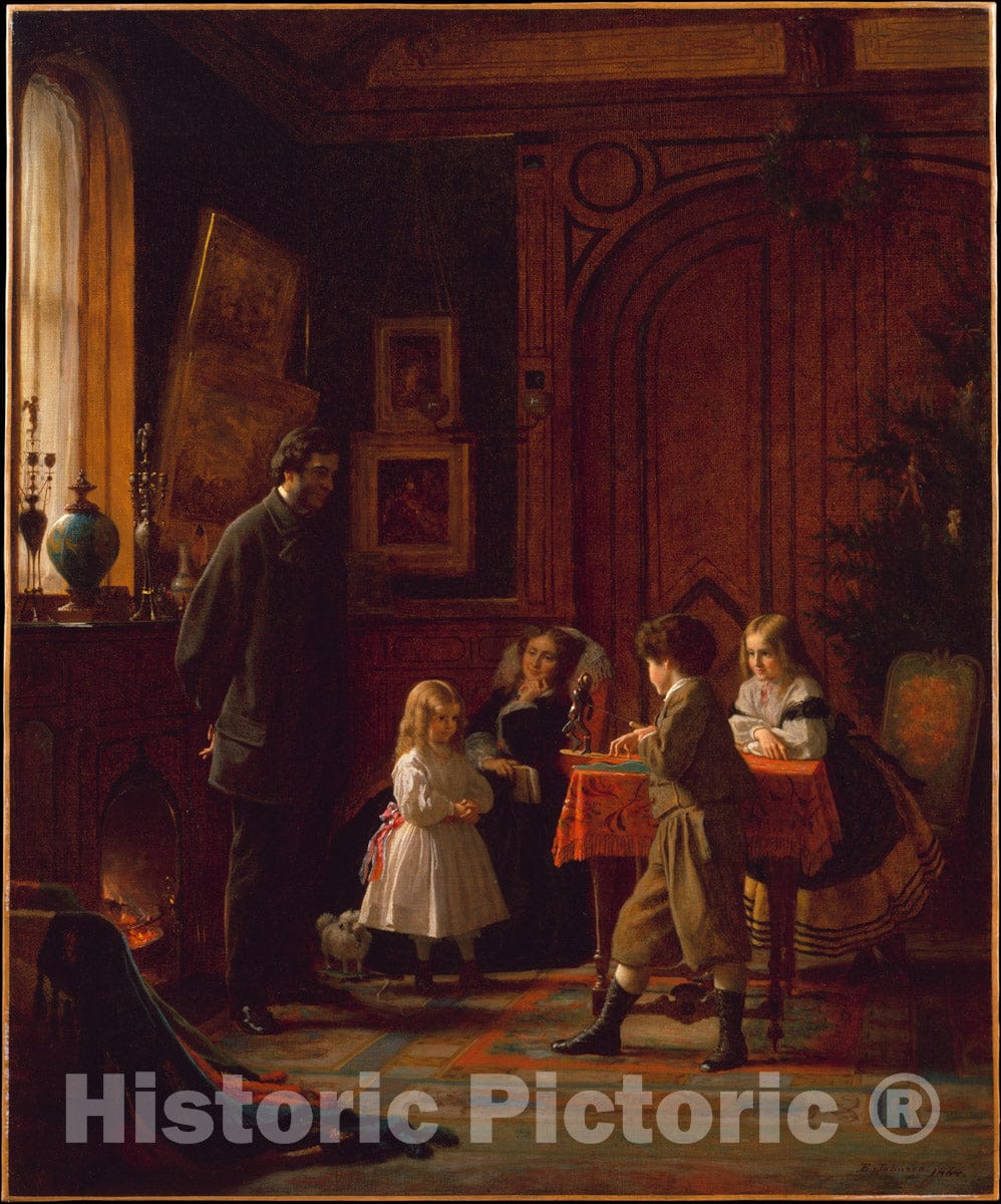 Art Print : Eastman Johnson - Christmas-Time, The Blodgett Family : Vintage Wall Art