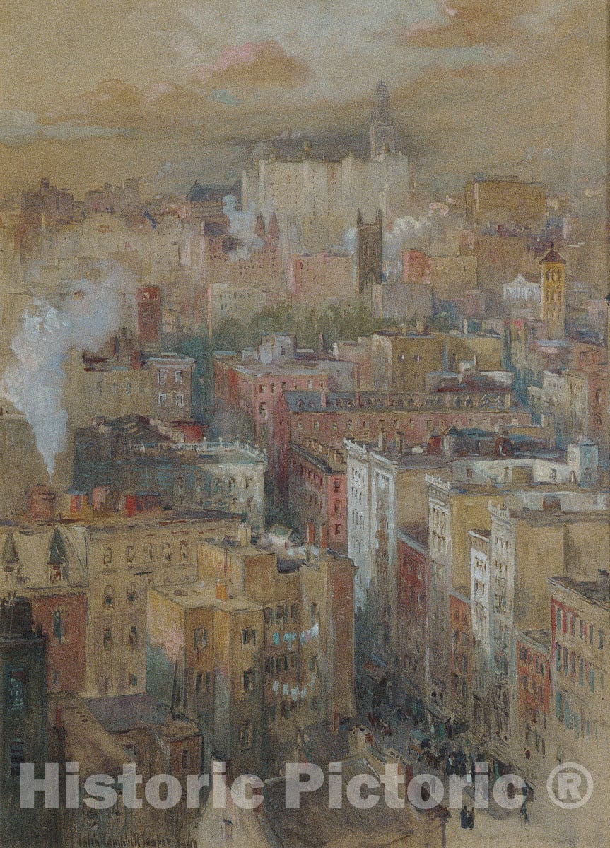 Art Print : Colin Campbell Cooper - View of New York City : Vintage Wall Art