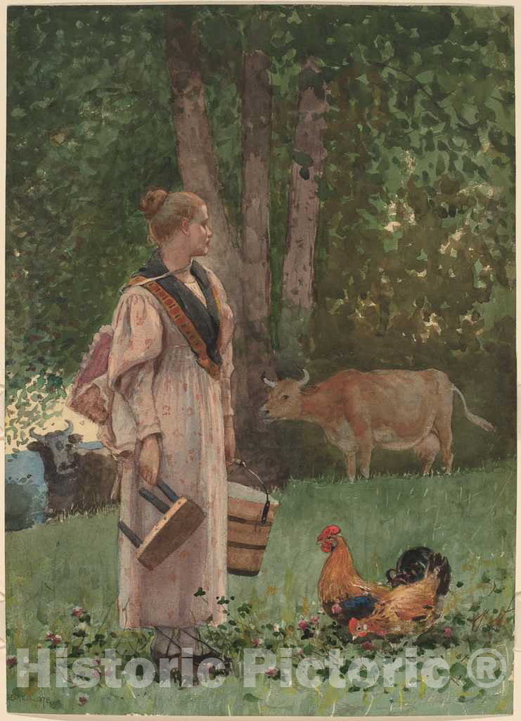 Art Print : Winslow Homer, The Milk Maid, 1878 - Vintage Wall Art