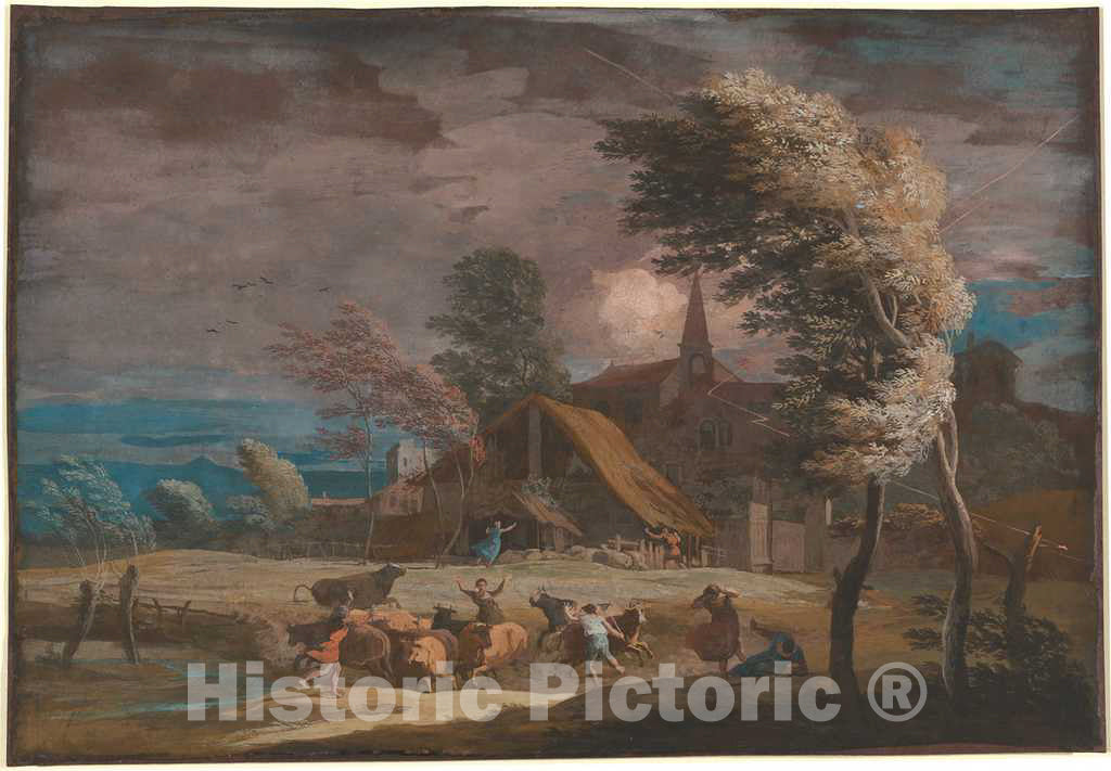 Art Print : Marco Ricci, A Stormy Landscape, c. 1725 - Vintage Wall Art